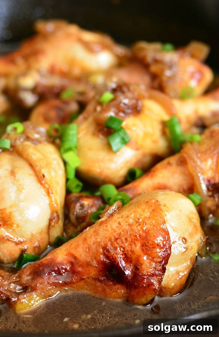 Honey Guinness Chicken Drumsticks in a pan, ready to serve