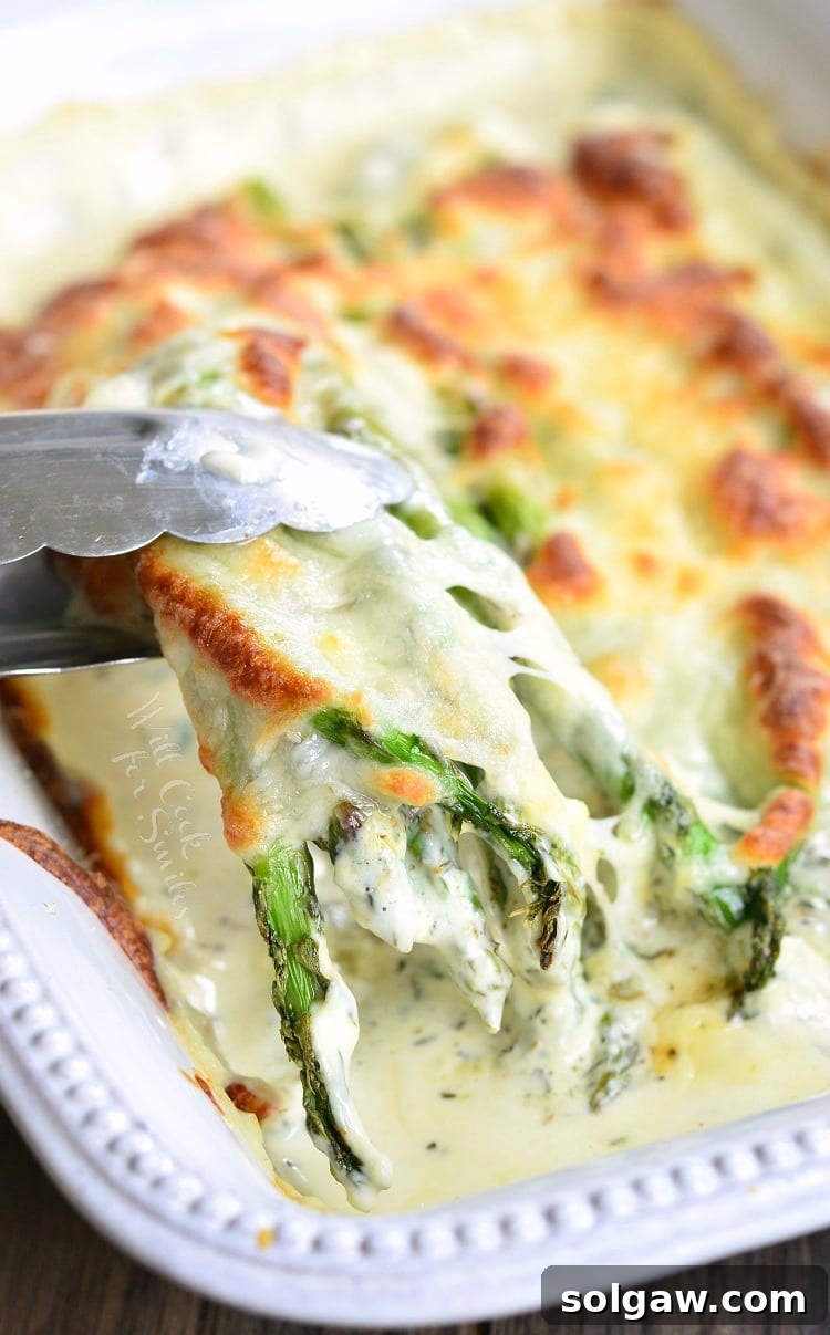 Creamy Italian Asparagus. It's creamy, it's cheesy, it's full of herbs, it's pure heaven and your dinner is not complete without it!