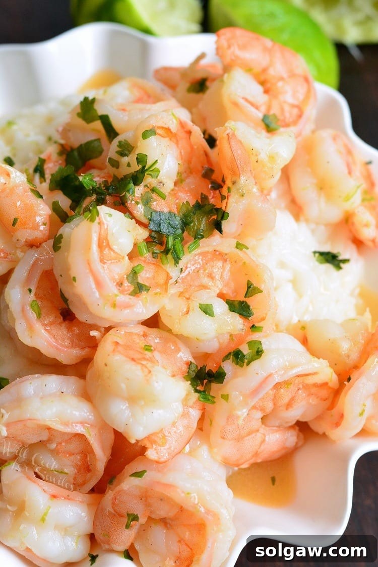 Key Lime Coconut Shrimp and Coconut Rice in a serving bowl