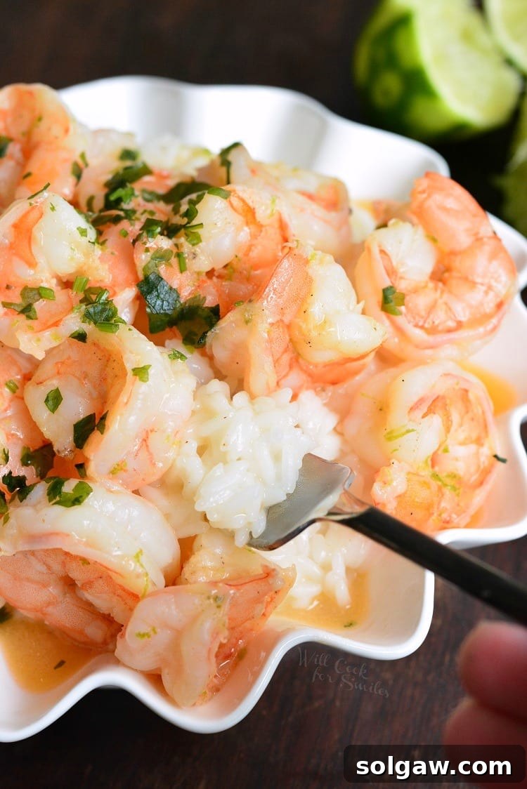 Key Lime Coconut Shrimp and Coconut Rice in a serving bowl