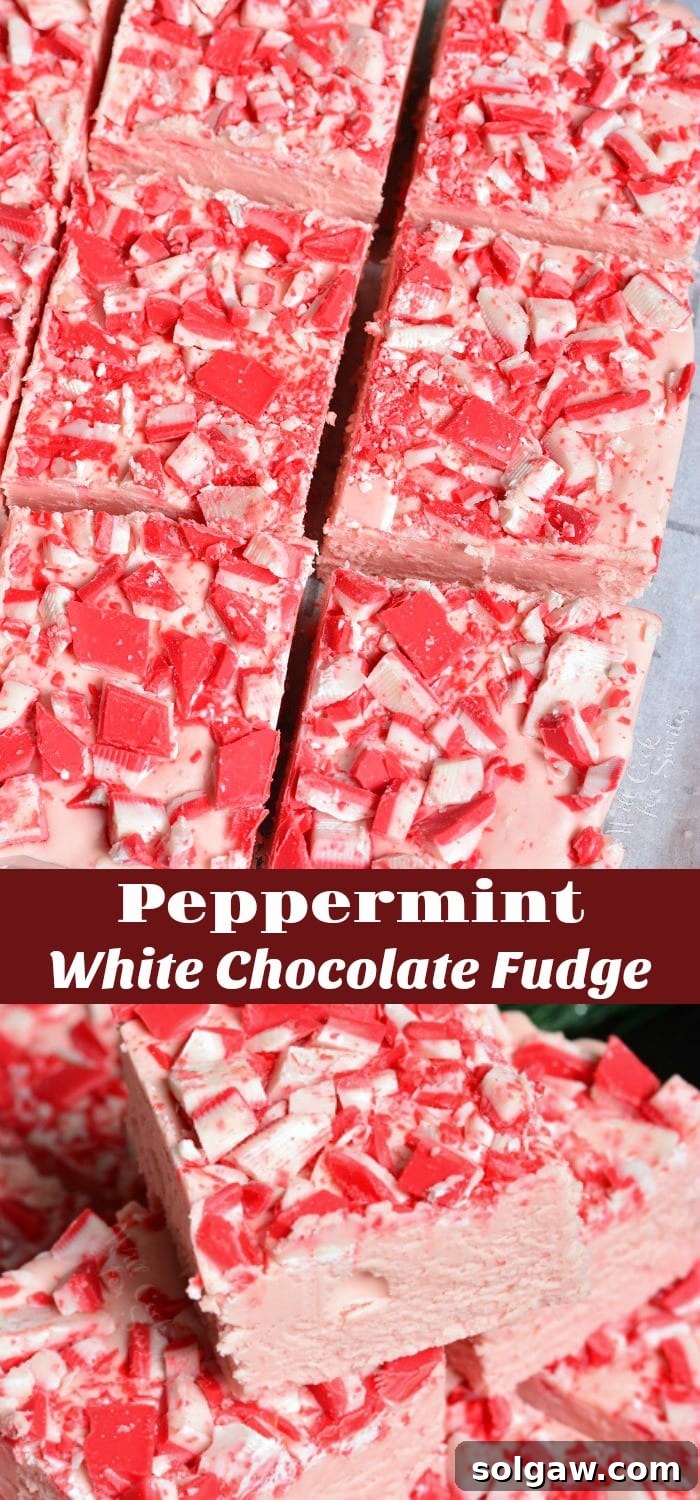 A collage of Peppermint White Chocolate Fudge images