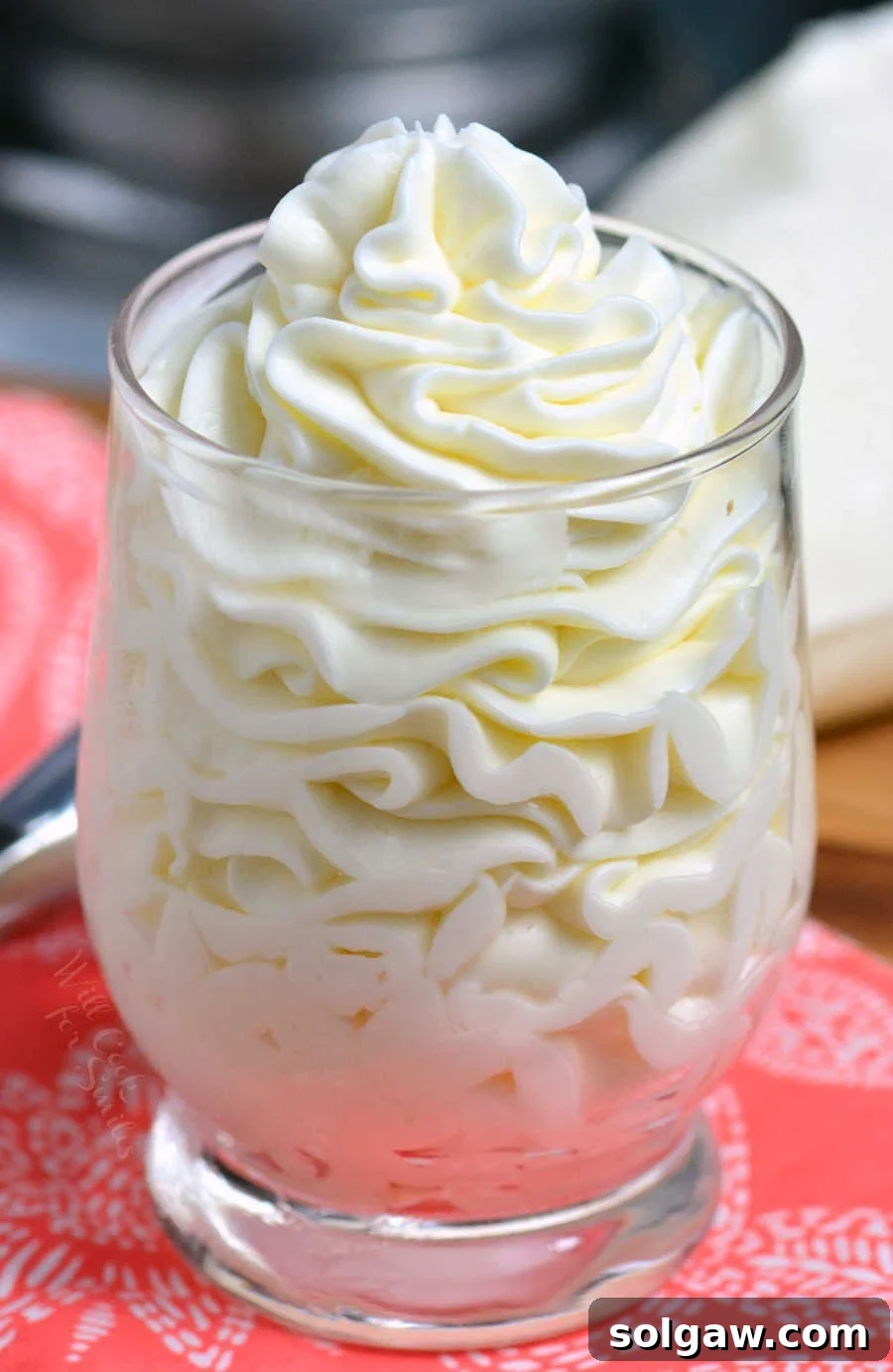 Whipped Cream Cheese Frosting on a cake