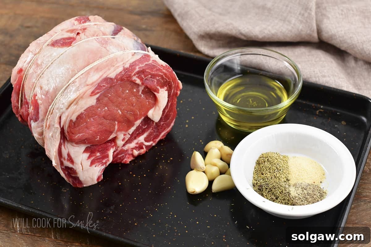 ingredients for prime rib seasoning laid out on a sheet pan.