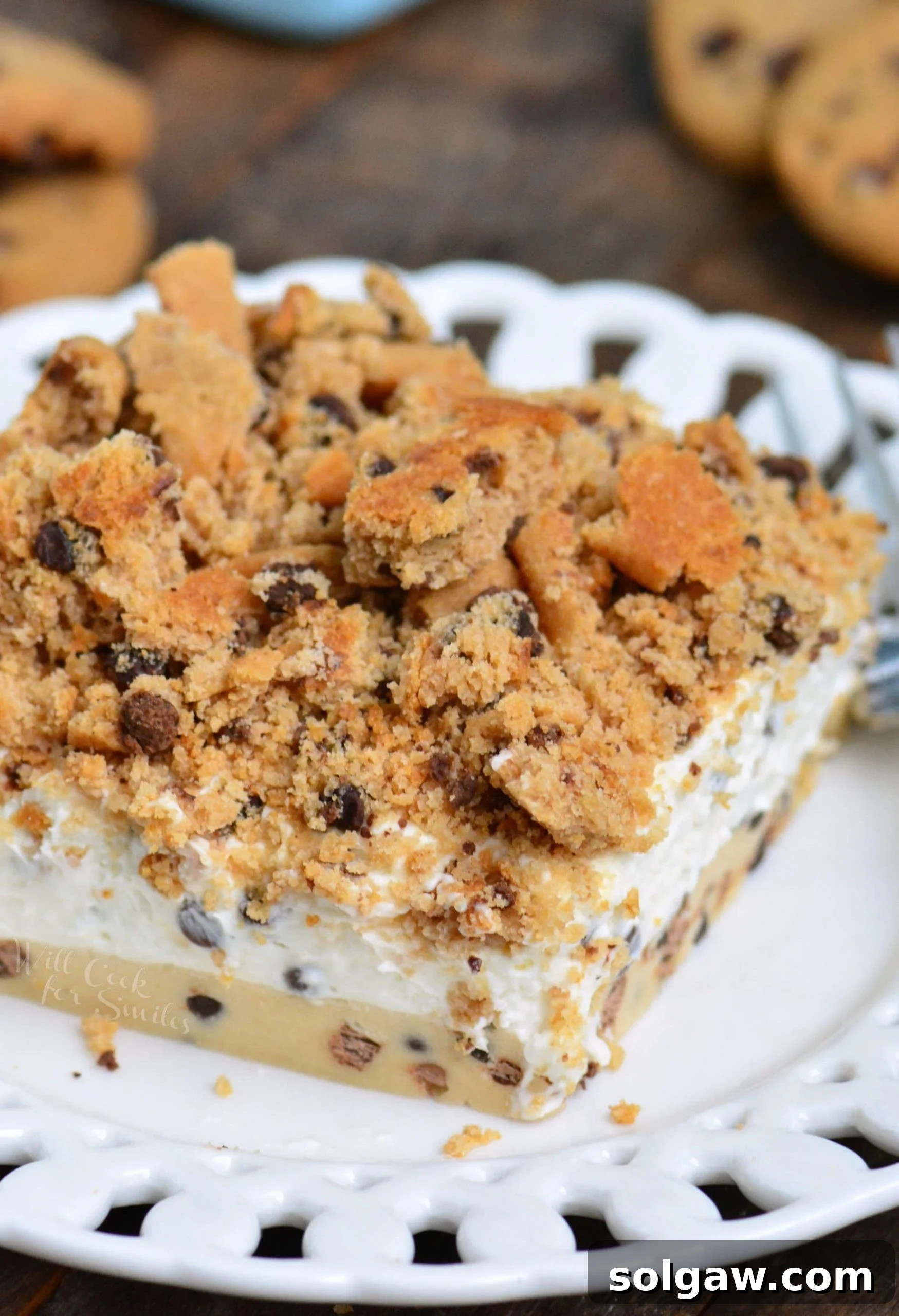 Circular image of Cookie Dough No Bake Cheesecake