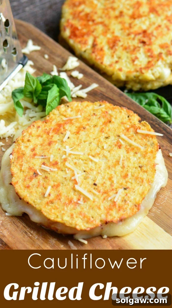 cauliflower grilled cheese on a cutting board with fresh herbs 