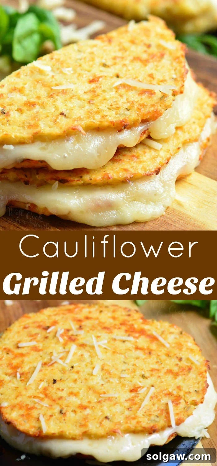 cauliflower grilled cheese collage