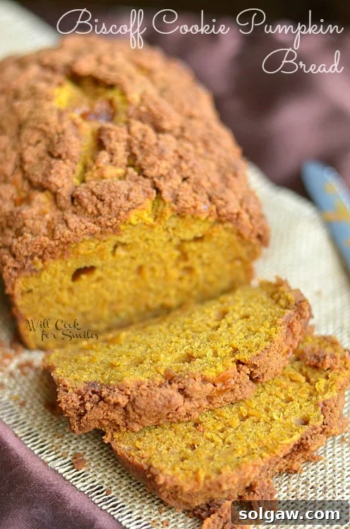 Moist and delicious Biscoff Cookie Pumpkin Bread, perfect for fall baking