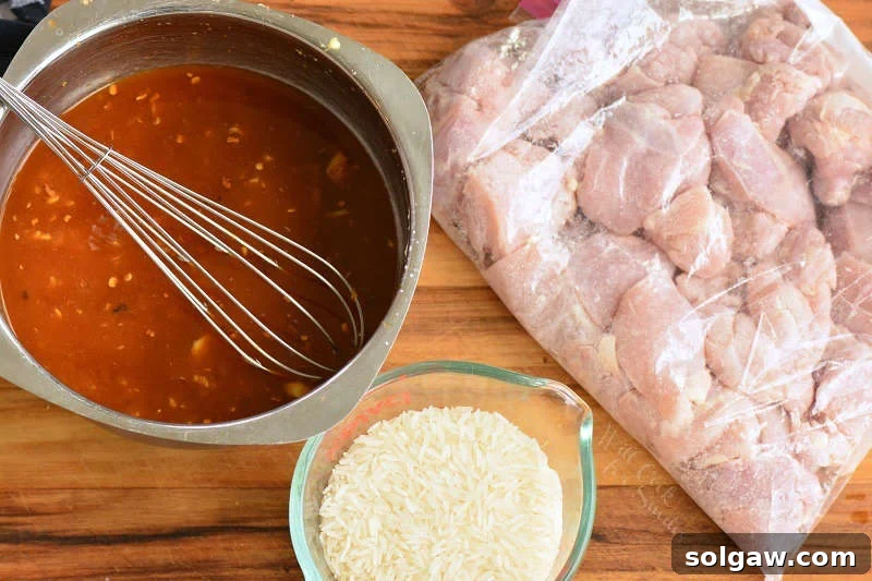 fresh ingredients for bourbon chicken sauce