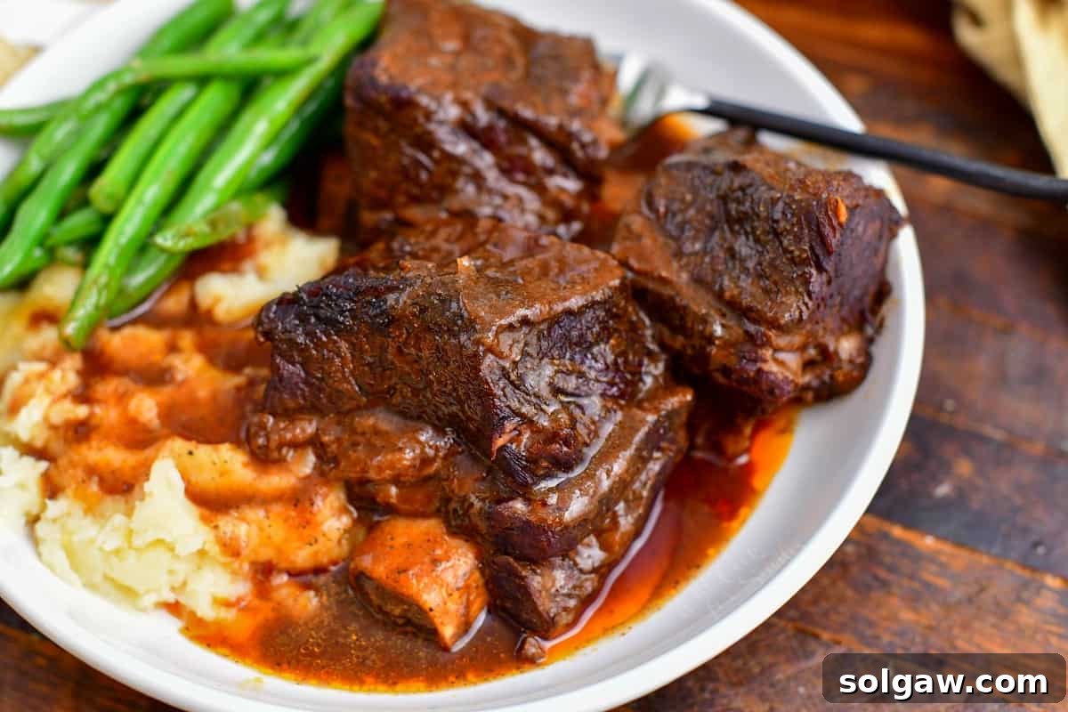 closeup: plated short ribs recipe