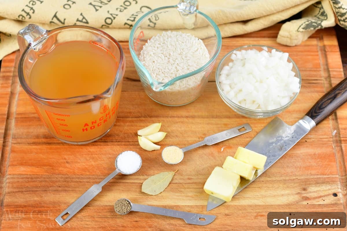 Close-up of golden brown sautéed onions and garlic in a pan, ready for rice to be added, highlighting the aromatic base of the pilaf.