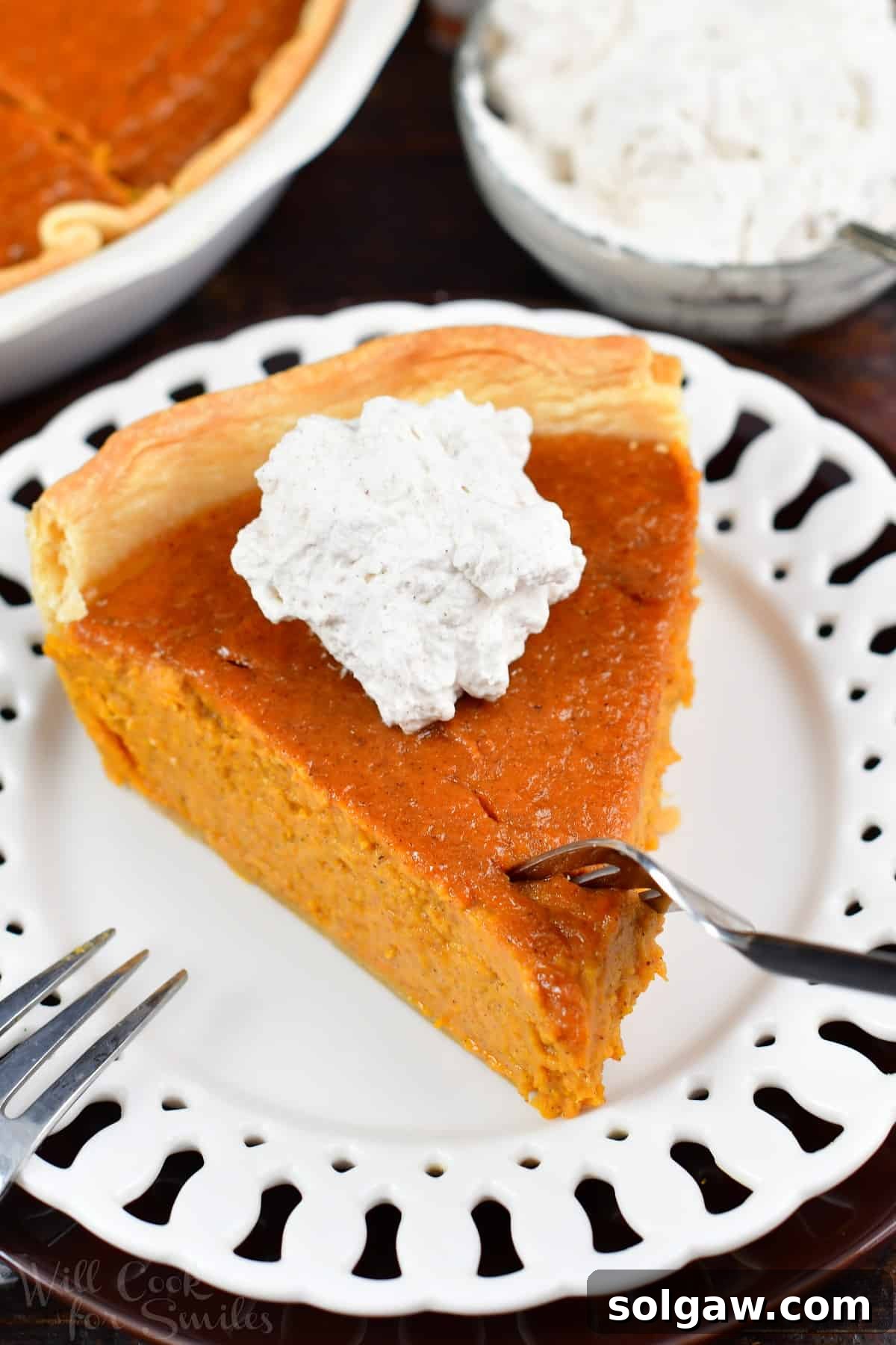 A delectable slice of Sweet Potato Pie, ready to be enjoyed.