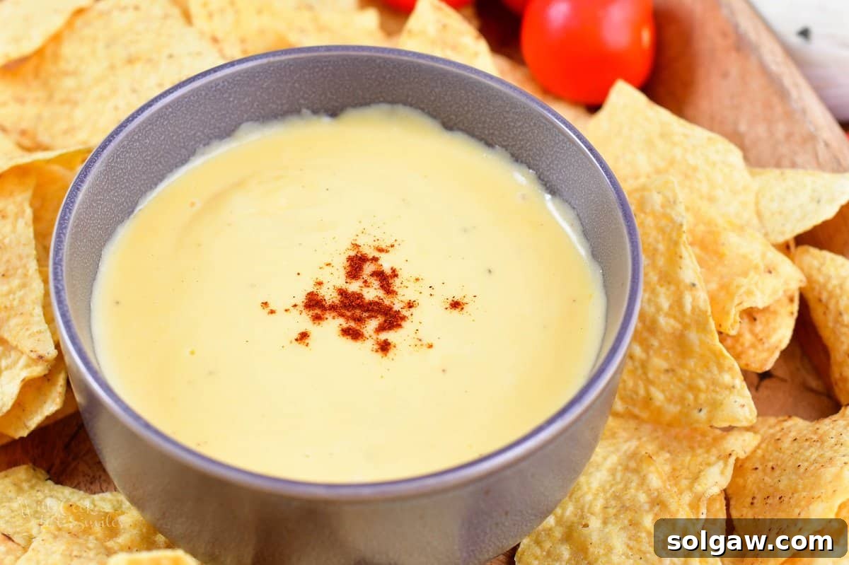 to view of the nacho cheese in a bowl