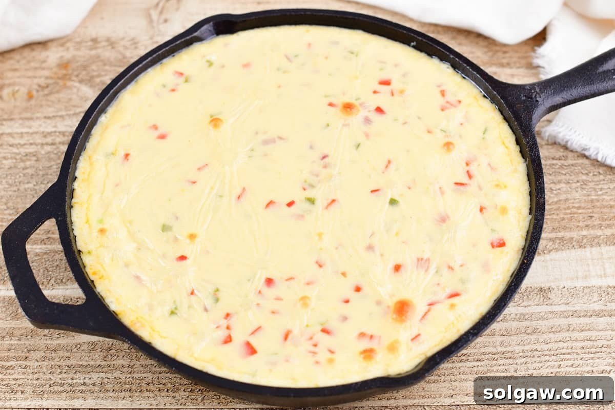 baked queso dip right from the oven
