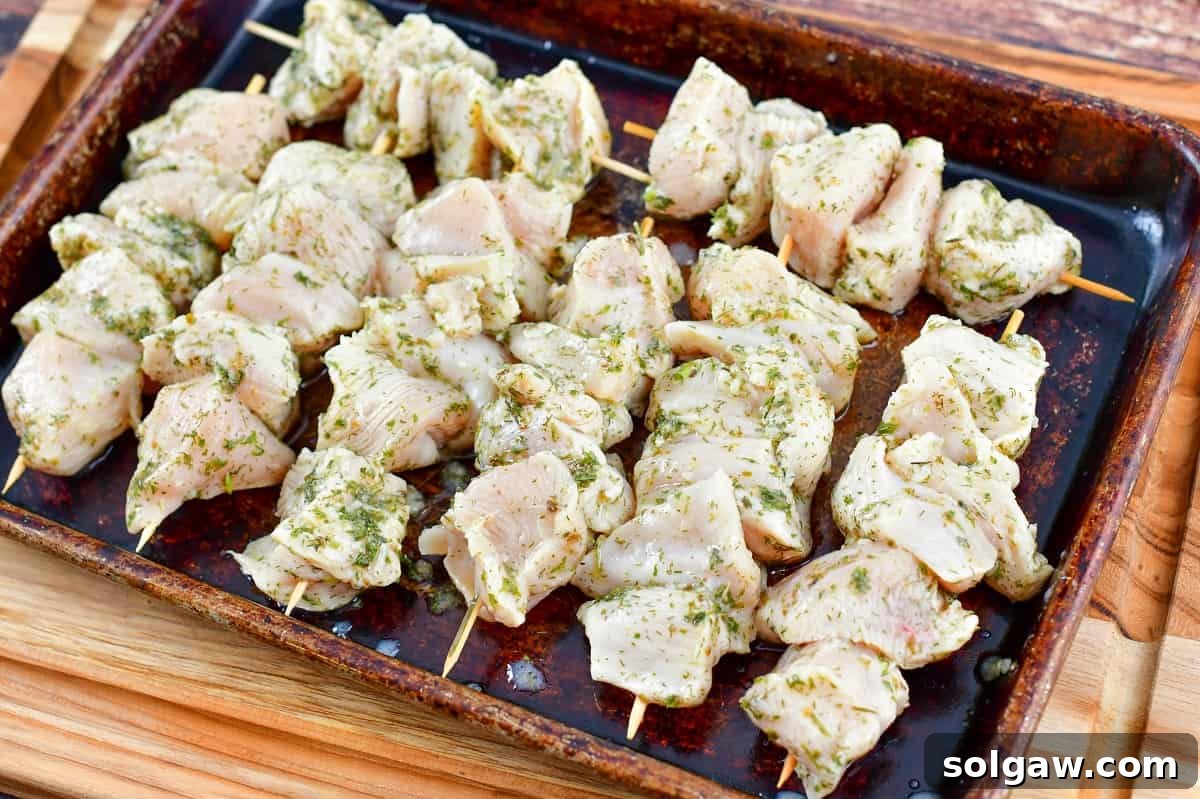 Chicken Souvlaki: Grill or Pan-Fry Your Way to Perfection 5 Greek marinated chicken on skewers