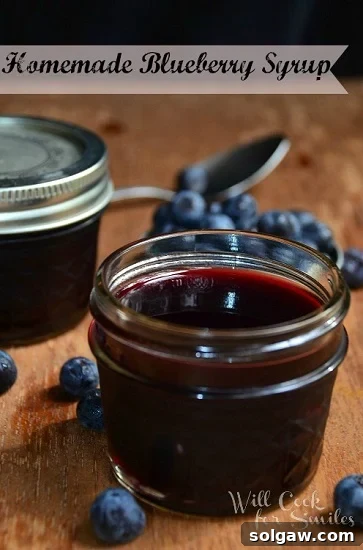 blueberry syrup in a small mason jar