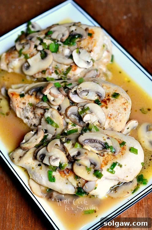 Stuffed Chicken Marsala on a white plate