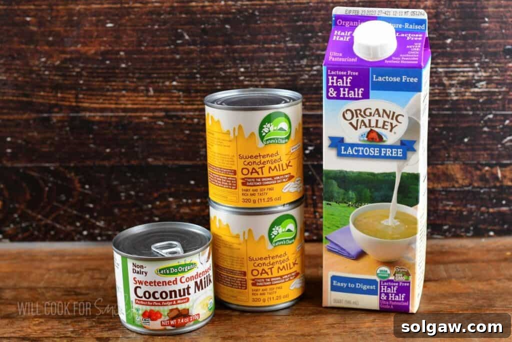 Lactose free ingredients for the Irish cream recipe.