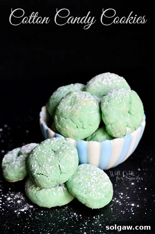 Cotton Candy Cloud Cookies 2 Soft and Chewy Cotton Candy Cookies in a blue and white bowl