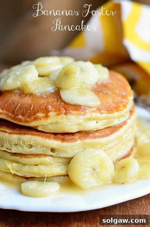Bananas Foster Pancakes on a plate