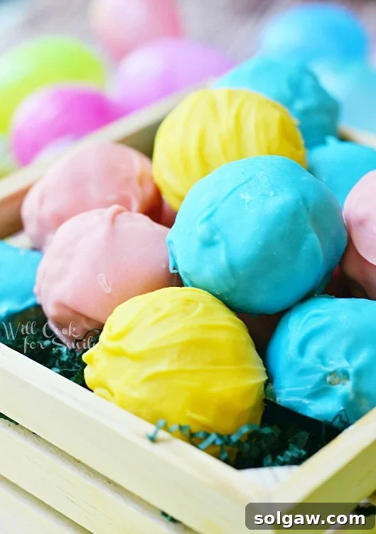 Easter Marshmallow Oreo Truffles in a wood box 