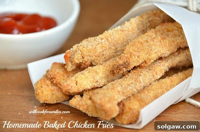 Crispy Baked Parmesan Chicken Fries 3 Homemade Baked Chicken Fries - Close Up