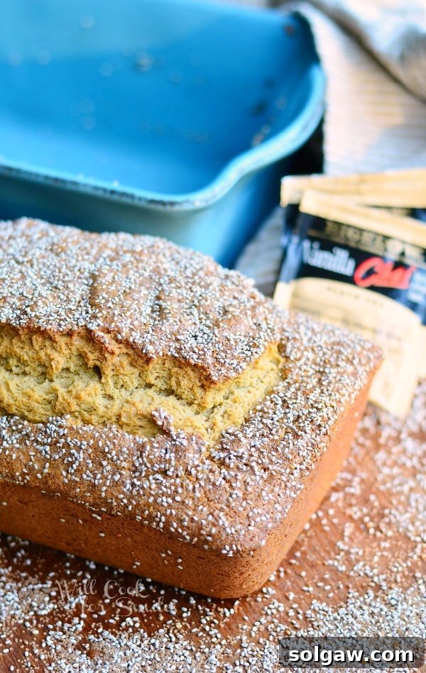 A close-up of a slice of Vanilla Chai Tea Bread