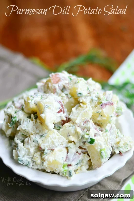 Parmesan Herb Potato Salad, a creamy and flavorful side dish for any barbeque!