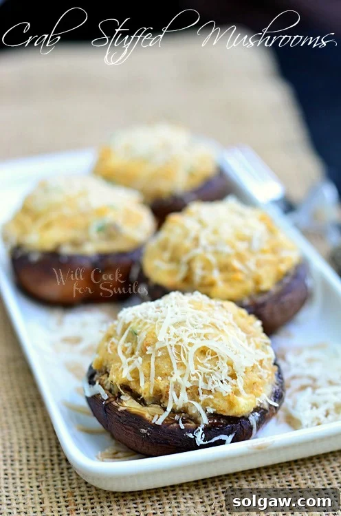 Crab Stuffed Mushrooms | willcookforsmiles.com #crab #seafood #appetizer